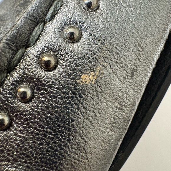 L’idea by Lori Aged Silver All Leather Loafers w Silver Studs Throughout. 6.5 - Picture 9 of 15